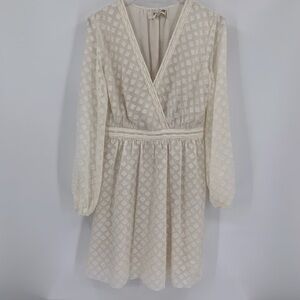 DVF Diane von Furstenberg Celia Ivory faux wrap surplice dress burn-out new 00